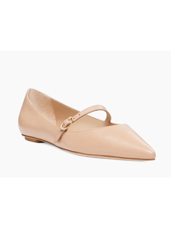 Stuart Weitzman Shoes - STUART WEITZMAN Emilia beige Leather Mary Jane Ballet Flats SIZE 9.5